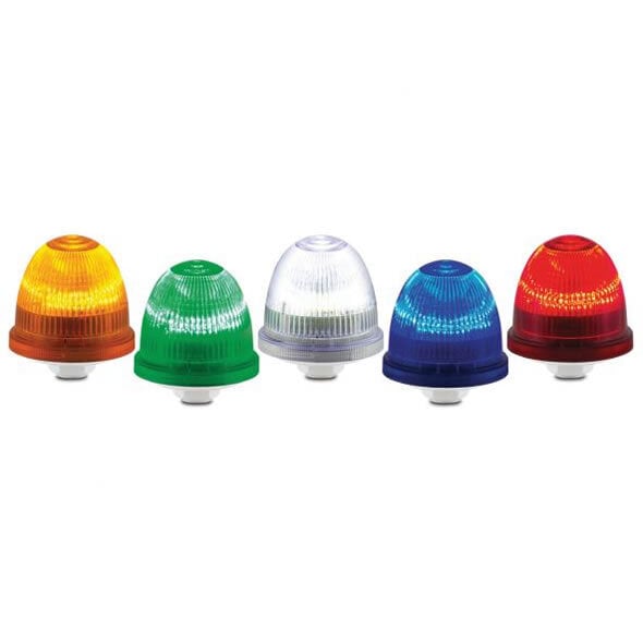 Streamline Low Profile LED Light, 12-24VAC/DC, Blue - Available in 12-24VAC/DC and 90-240VAC. 1/2-inch NPT pipe, surface or panel mount. Four flash patterns. Five lamp/lens colors: Amber, Blue, Clear, Green and Red. Self-extinguishing polycarbonate housing. Type 4X, IP66 enclosure. CE Certified. UL and cUL Listed.