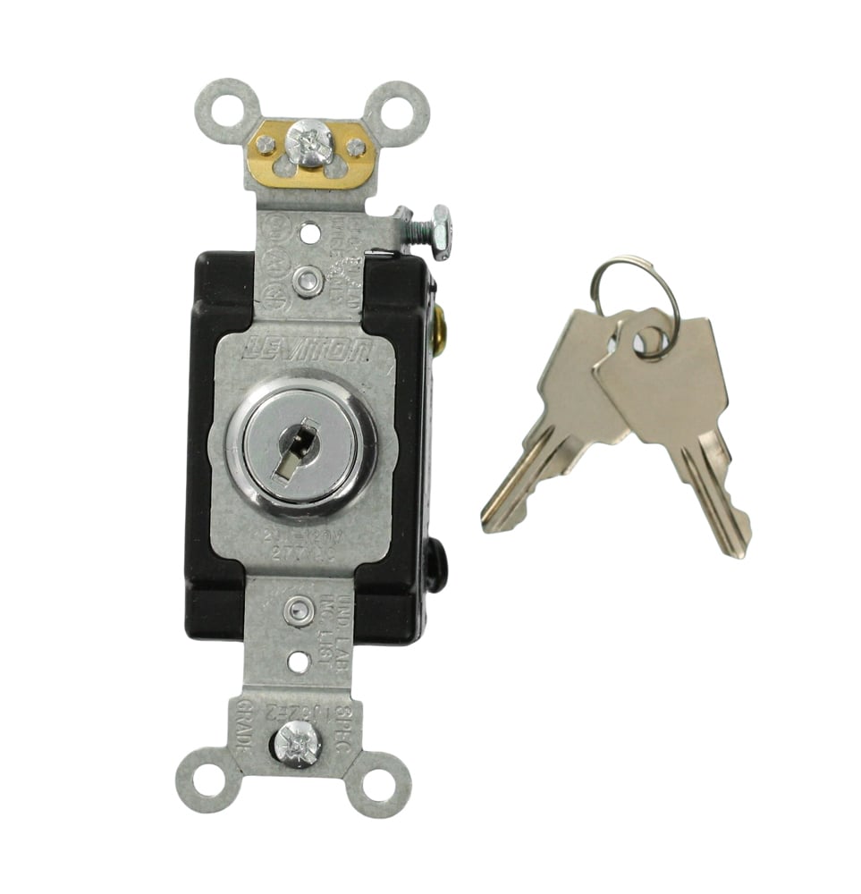 20 Amp 120/277 Volt Key Locking 4-Way AC Quiet Switch Extra Heavy Duty Spec Grade Self Grounding Back & Side Wired