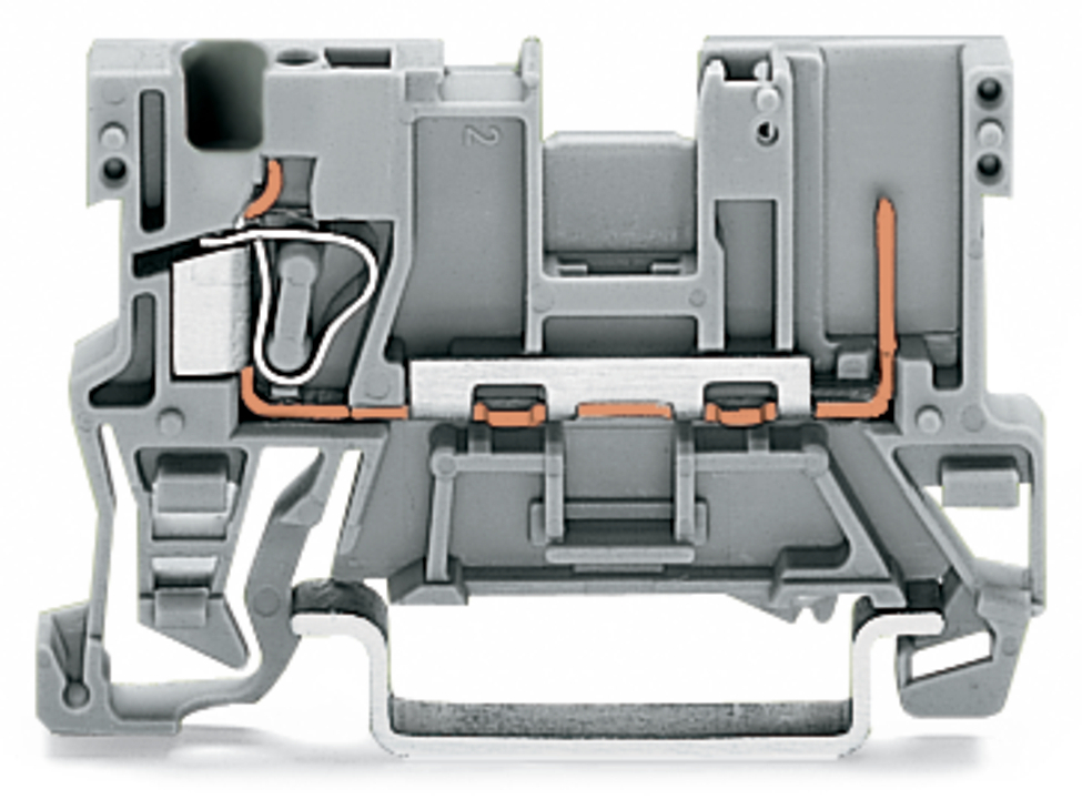 1-conductor/1-pin carrier terminal block; for DIN-rail 35 x 15 and 35 x 7.5; 4 mm; CAGE CLAMP; 4,00 mm; gray