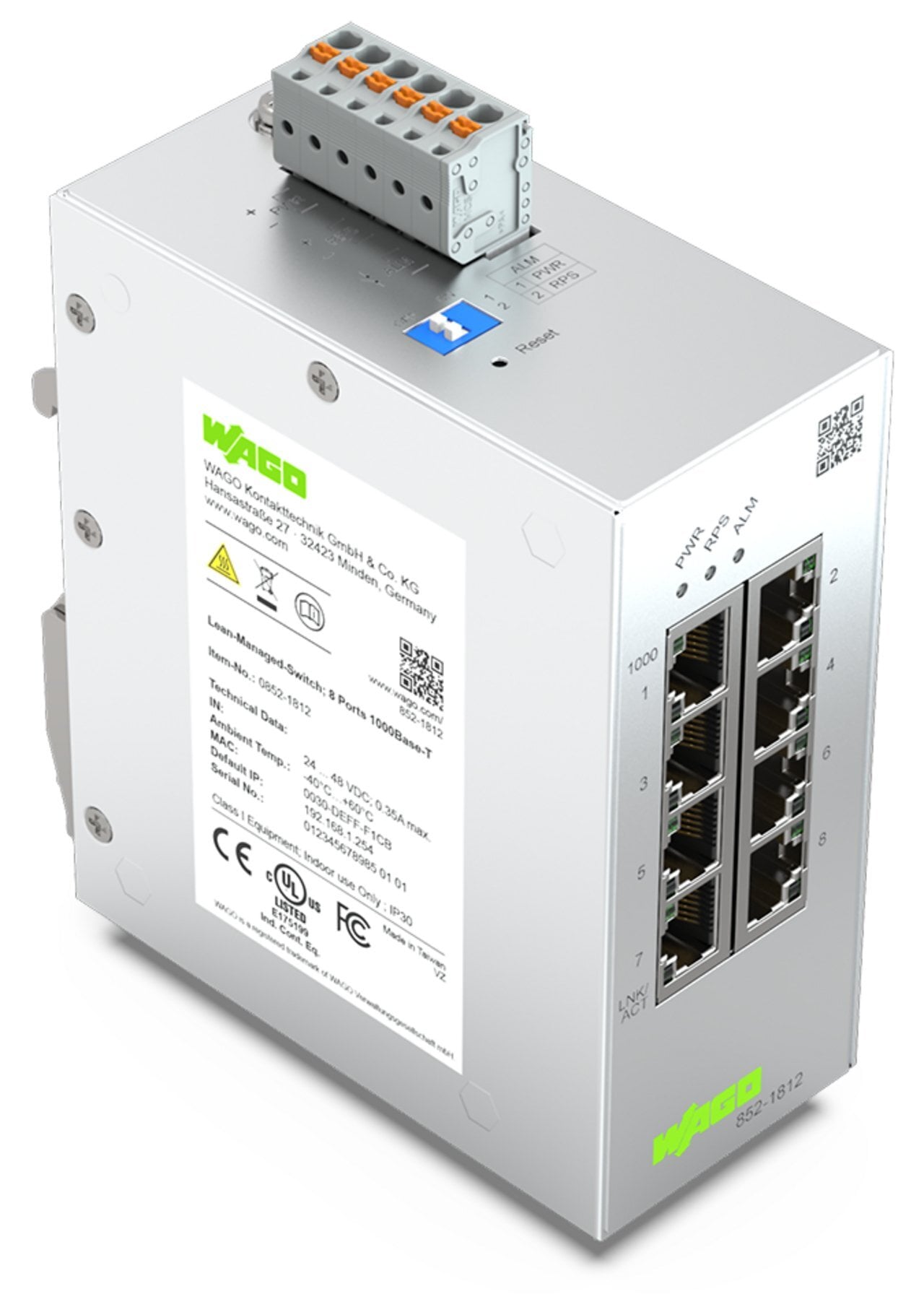 Lean Managed Switch; 8-Port 1000BASE-T; light gray