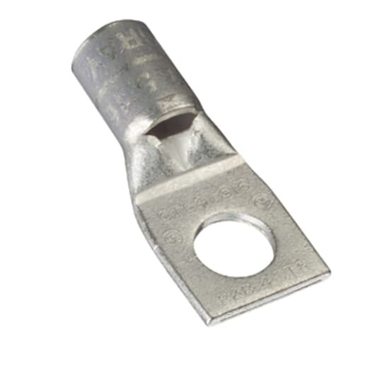 Copper One-Hole Lug, Short Barrel, Max 35kV, 4 Str. Wire, 1/4 Bolt Size, Tin Plated, Die Color Code Gray