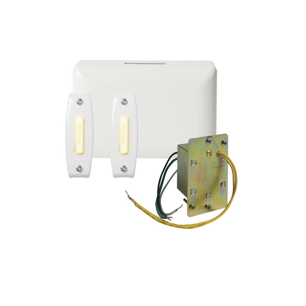 Builder Kit Chime with Junction Box Transformer and 2 Lighted Rectangular Pushbuttons