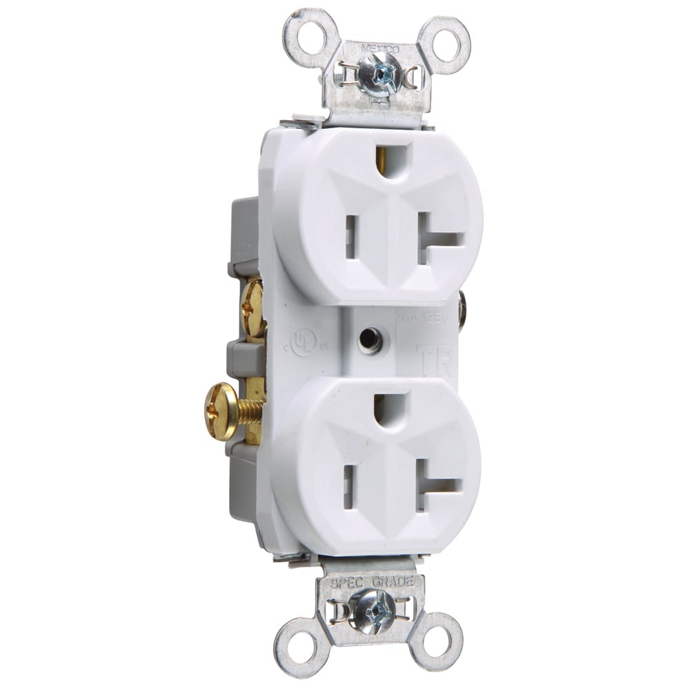 Commercial Grade Tamper-Resistant Duplex Receptacle Side Wire 20amp 125volt White