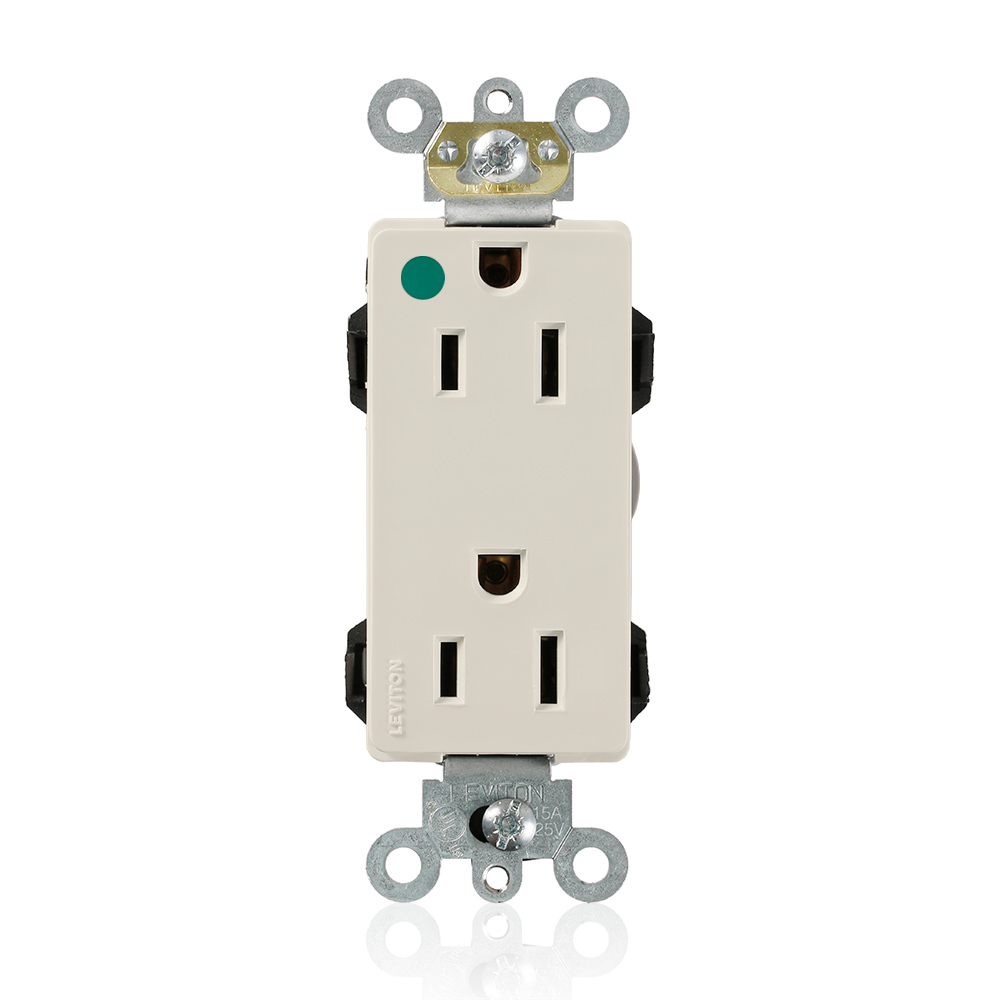 15 Amp, 125 Volt, Modular Receptacle, Narrow Body, Decora Plus, Hospital Grade, Light Almond
