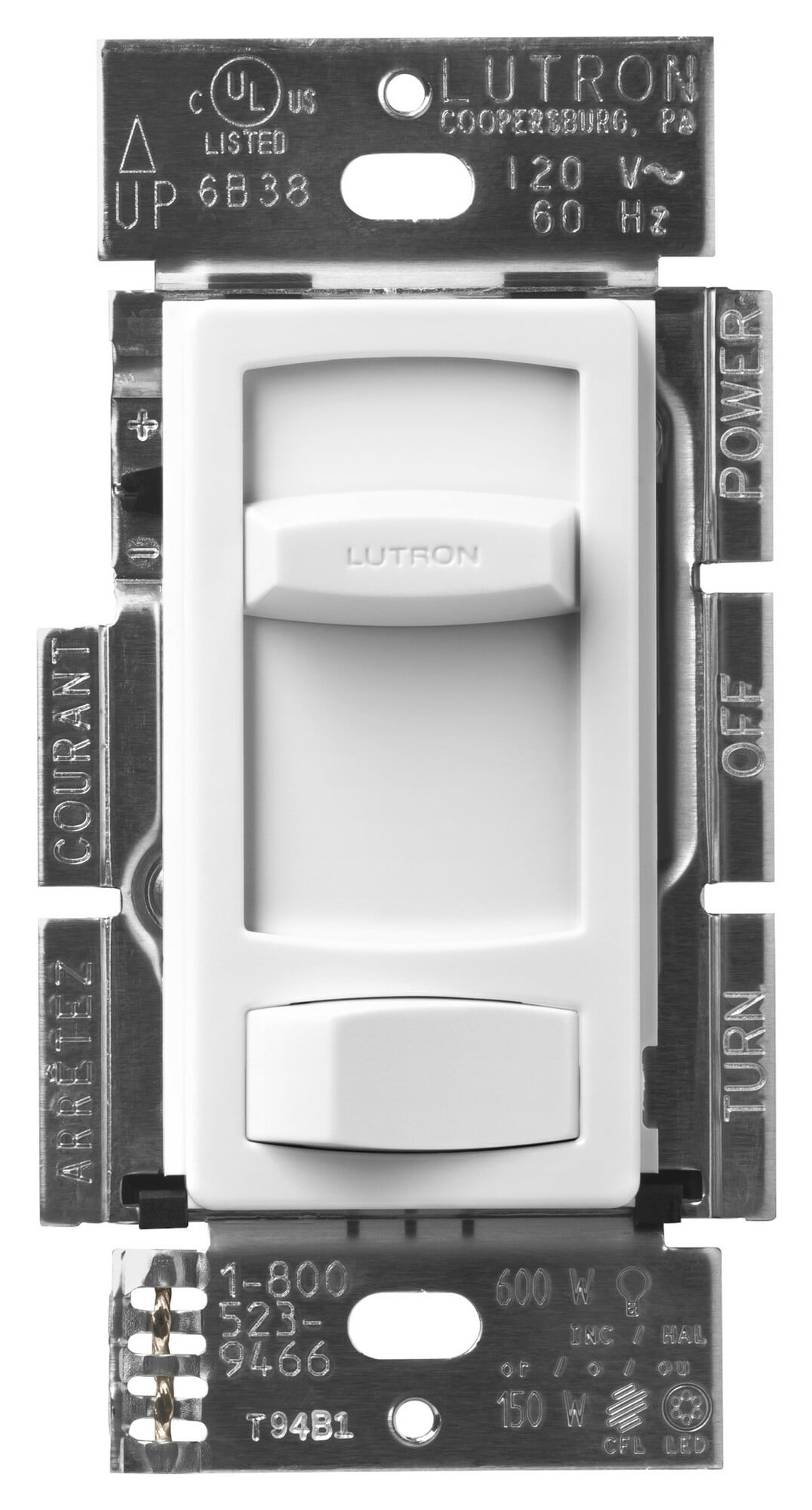 Skylark Contour LED+ Dimmer, Incandescent/Halogen, 3-way/single-pole, 150W LED or 600W inc/hal in white