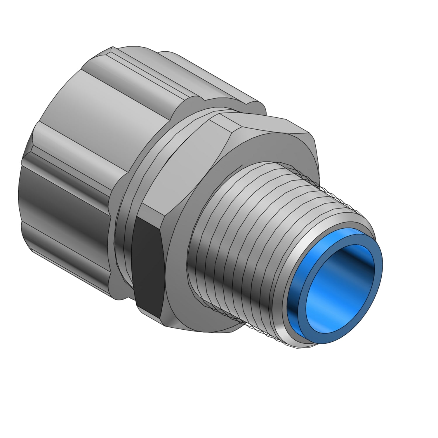 1/2 Inch Steel Insulated Liquidtight Connector With ISO Metric Thread and Chromate Finish, Thread Size 20