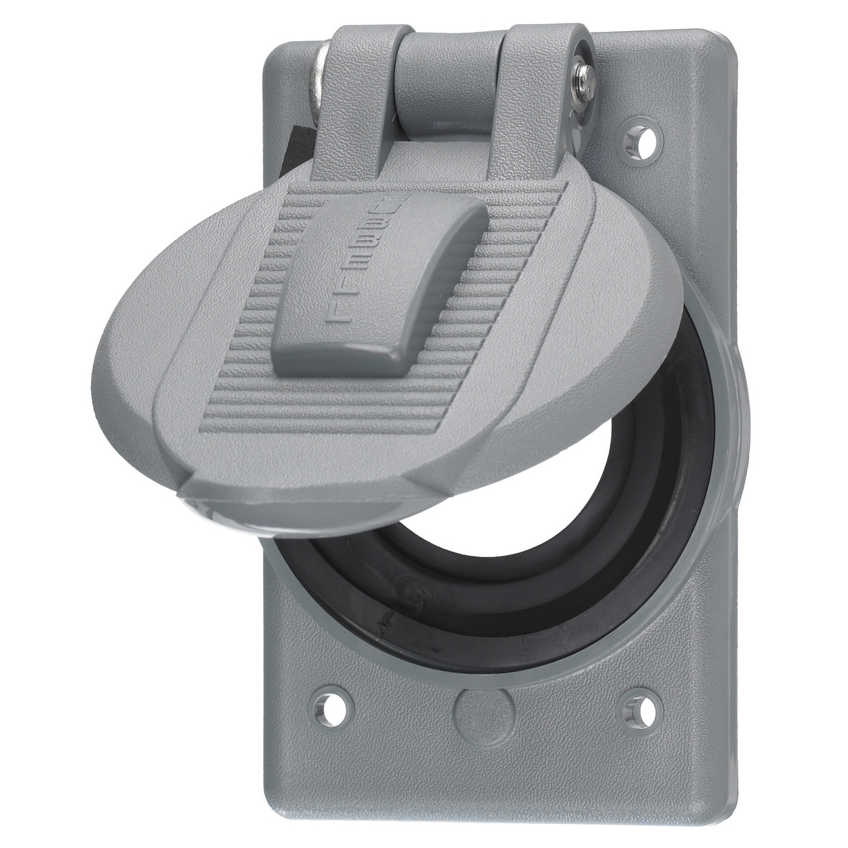 Wallplates and Boxes, Weatherproof Covers, 1-Gang, 1) 2.15" Opening, Standard Size, Gray Polycarbonate, Device Mount.