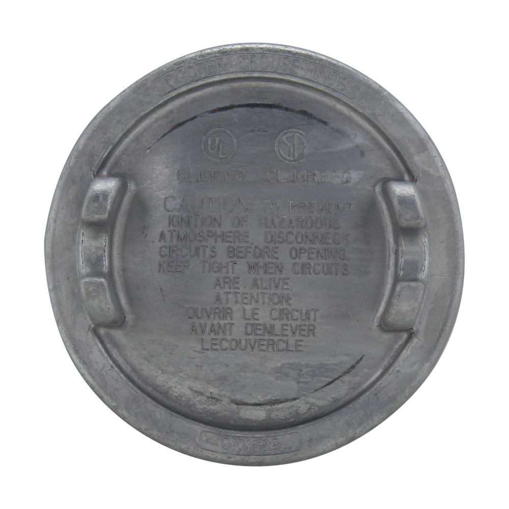 Eaton Crouse-Hinds series Condulet GUA surface cover, 2" cover opening diameter, Copper-free aluminum, 12 thread pitch