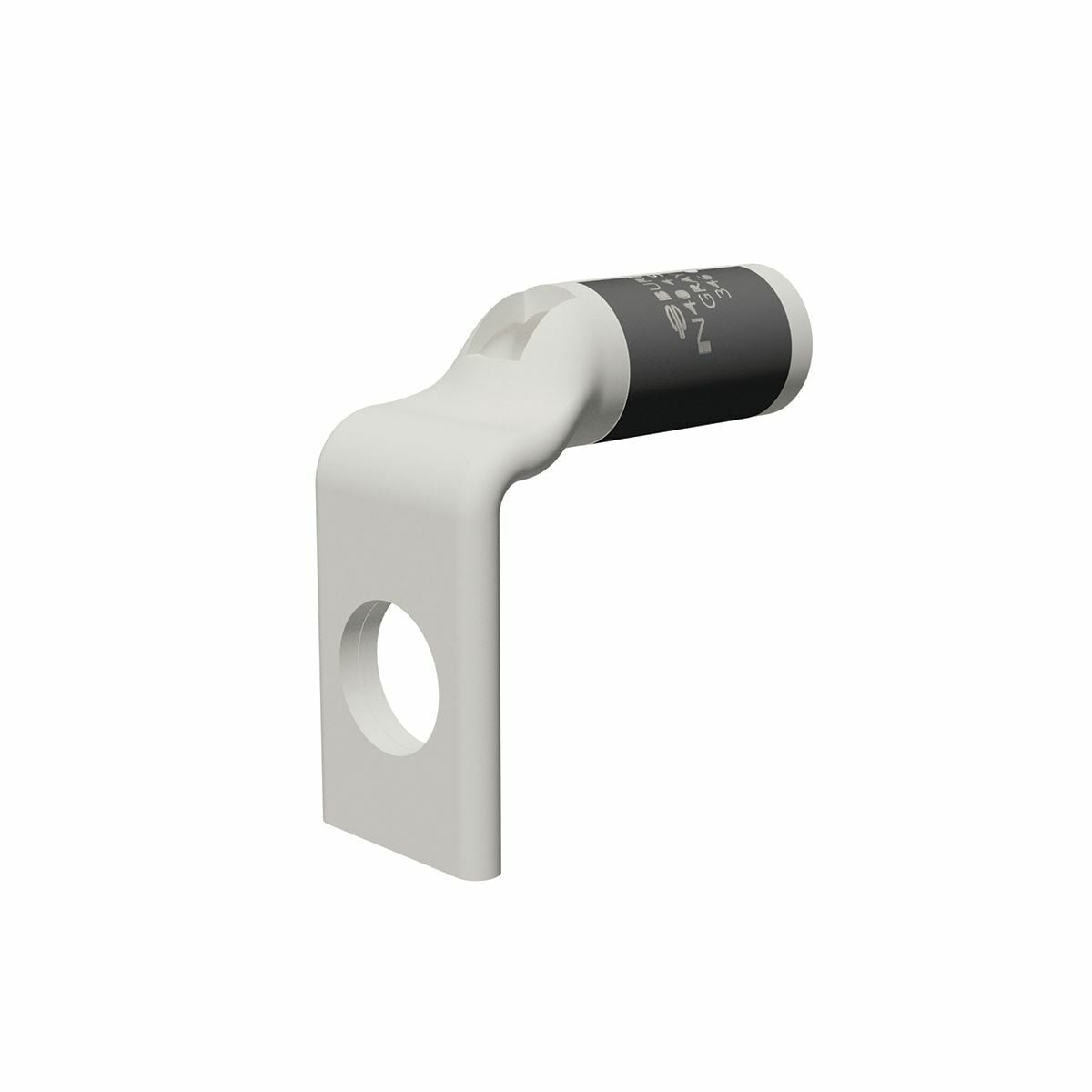 Cu Tubing HYLUG?, 1 Hole with Inspection Window, #4 AWG Code, 40 Navy, 600V-35kV, 1/4" stud, 8 or 346 index, Gray, 90 Degree Bend.