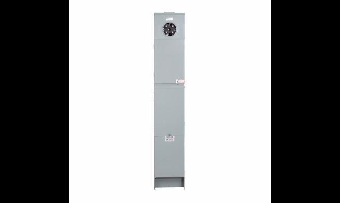 Mobile Home Panel, Metered ring, 200A, Pedestal mounting, 8/16 interior, No receptacles, BWH2200 main circuit breaker