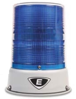 Rotating Multi-Mode Beacon, 120 VAC, LED Lamp, Surface Mount, Blue, Gray Base