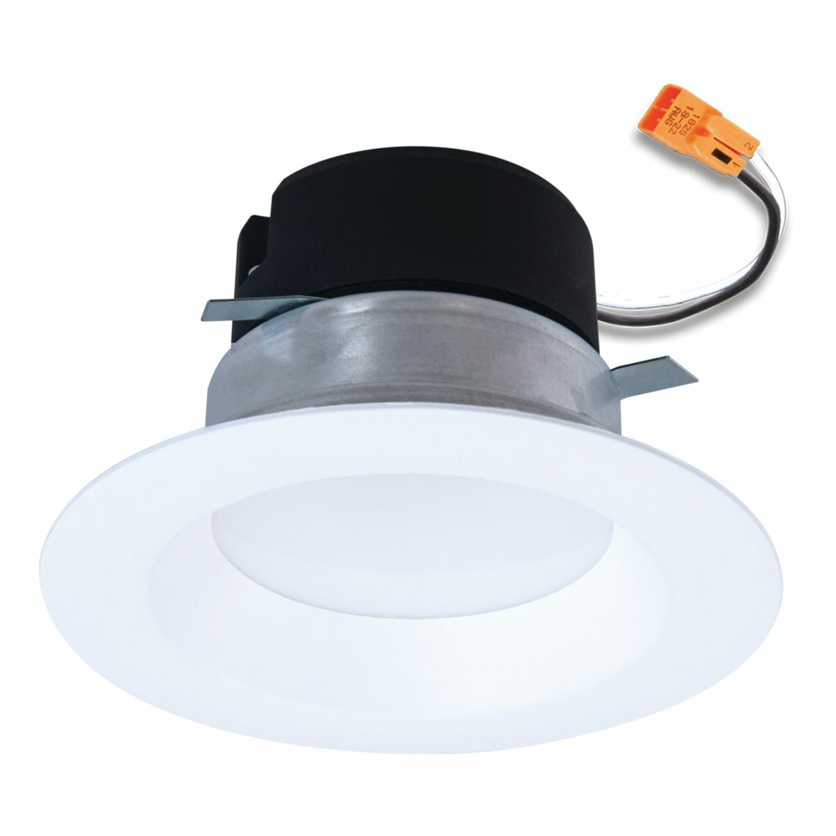 4-inch LED retrofit module, smooth splay, baffle trim,600 Lumens,90 CRI min, 2700K, 3000K, 3500K selectable CCT,Recyclable, Matte White finish