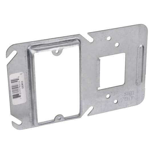 Single Gang Box Support Cover, 3 Cubic Inches, 4 Inch Square x 1/2 Inch Raised, Pre-Galvanized Steel