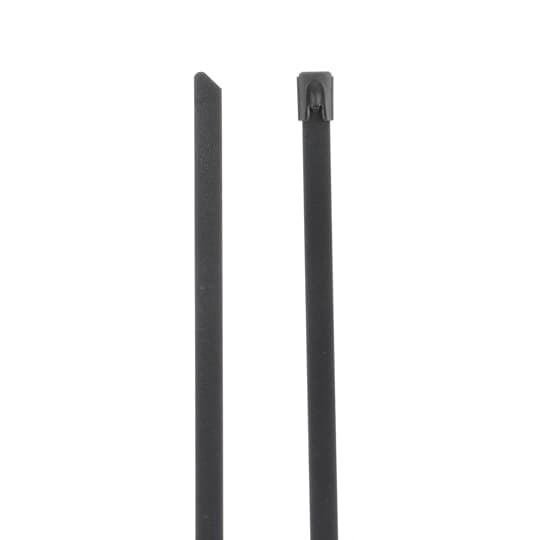 Ball-Lock 316 Stainless Steel Cable Tie, Black Polyester Coated, Temperatures up to 165 Degrees Celsius (329 F) for Cold Conditions and Offshore Applications, UL/EN/CSA62275 Type 21 Rated, Length of 360mm (14.2 Inches), Width of 7.9mm (0.31 Inch), Thickness of 0.3mm (0.01 Inch), Tensile Strength Rating of 1112 Newtons (250 Pounds)
