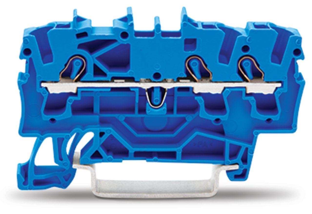 3-conductor through terminal block; 2.5 mm; for Ex e II and Ex i applications; side and center marking; for DIN-rail 35 x 15 and 35 x 7.5; Push-in CAGE CLAMP; 2,50 mm; blue