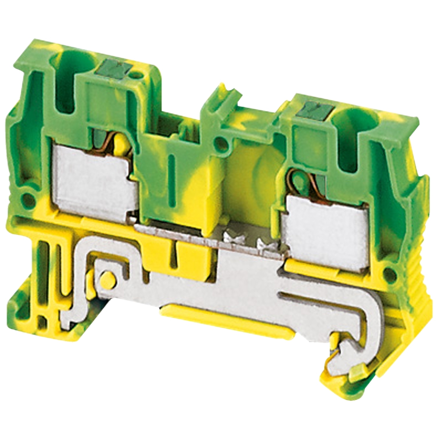 Terminal block, Linergy TR, push-in type, 2 points, 4mm, feed through, grounded, green-yellow, set of 50
