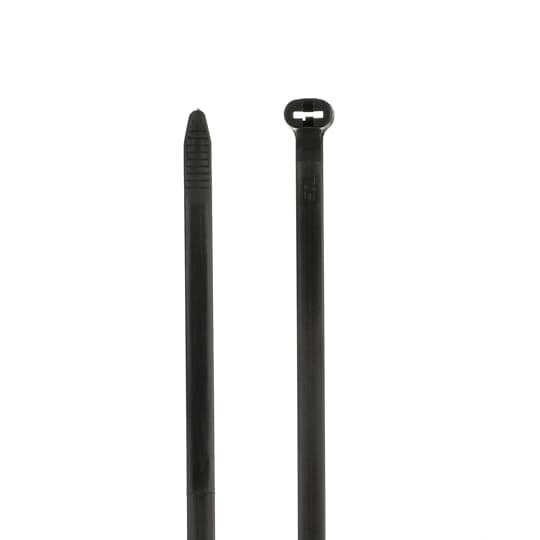 Cable Tie, Black Polyamide (Nylon 6.6) for Temperatures up to 105 Degrees Celsius (220 F), Weather and Ultraviolet Resistant for Indoor and Outdoor Applications, Length of 1143mm (45.0 Inches), Width of 8.13mm (0.32 Inch), Thickness of 1.7mm (0.07 Inch), Tensile Strength Rating of 780 Newtons (175 Pounds)