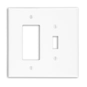2-Gang 1-Toggle Decora/GFCI Device Combination Wallplate, Oversized, Thermoset, Device Mount, White