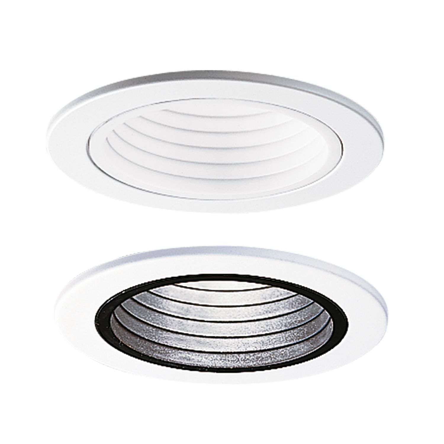 4" Black Plastic Step Baffle, White Ring