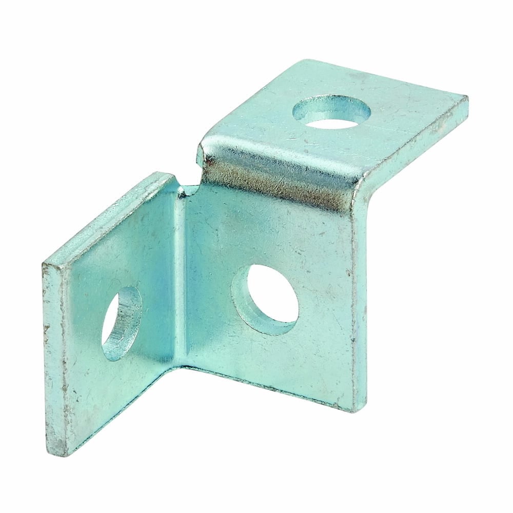 Eaton B-Line series corner connection, 2.06" H x 3.5" L x 1.62" W, Steel, Electro-plated, Left hand three hole single corner wing fitting