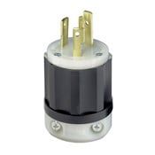 30 Amp, 250 Volt, NEMA L6-30P, 2P, 3W, Locking Plug, Industrial Grade, Grounding - Black-White