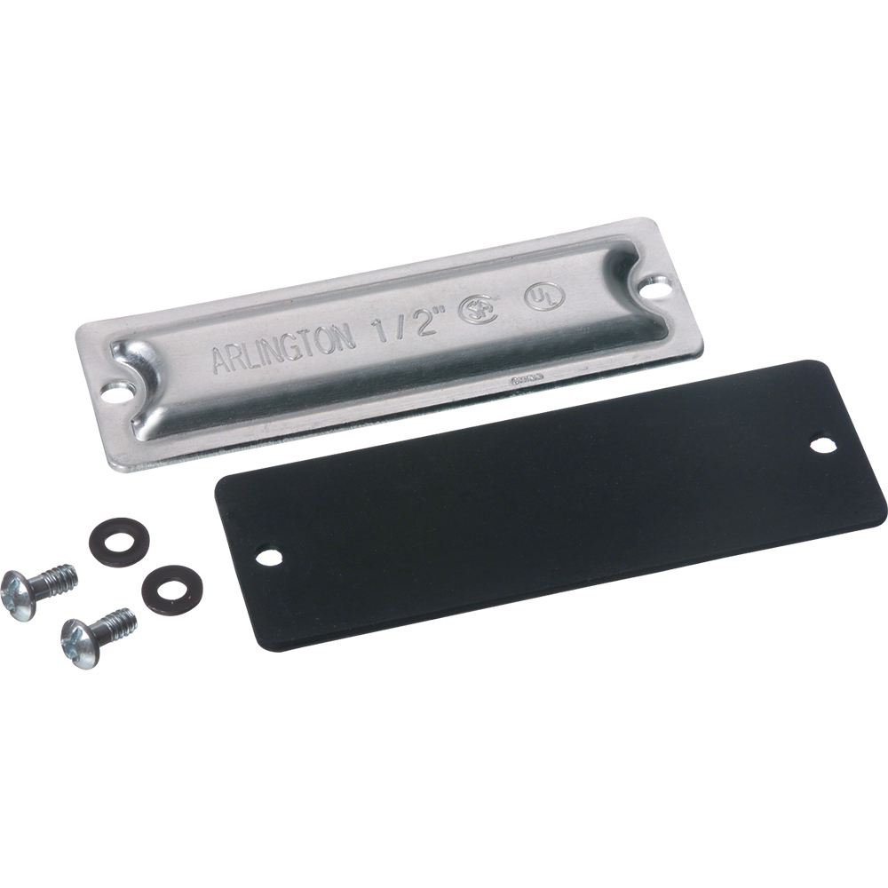 Cover and gasket replacement kit. For Arlington Anybody Series. Includes aluminum cover, neoprene gasket and two combination screws. Trade Size 2-1/2".
