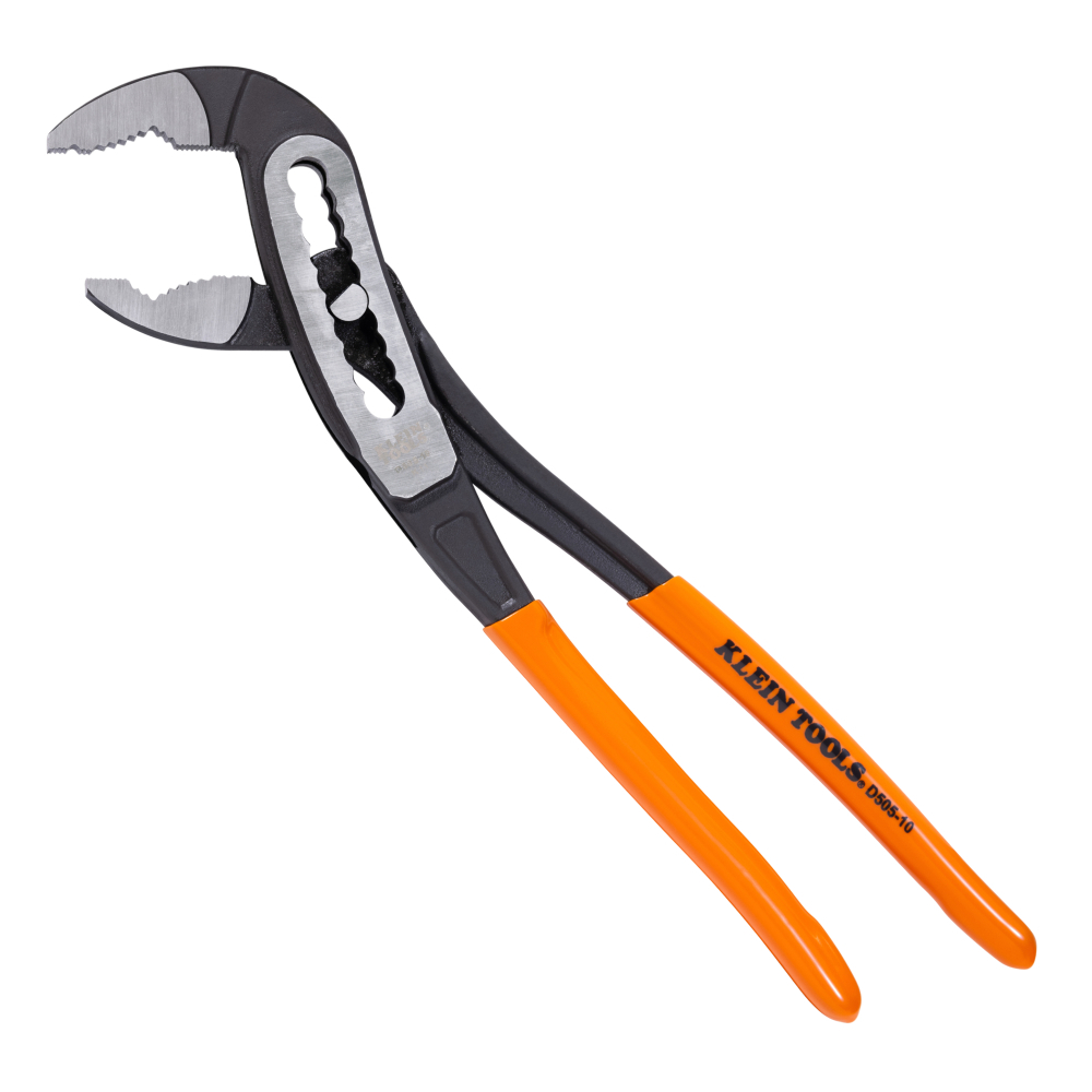 Klein Klaw Pump Pliers feature a unique curved jaw that provides multiple points of contact for maximum torque and grip. The gripping surface of the jaw is also lined with especially hardened teeth that reduce wear and provide positive grip. Durable construction makes these Classic style pump pliers tough enough to handle the job.