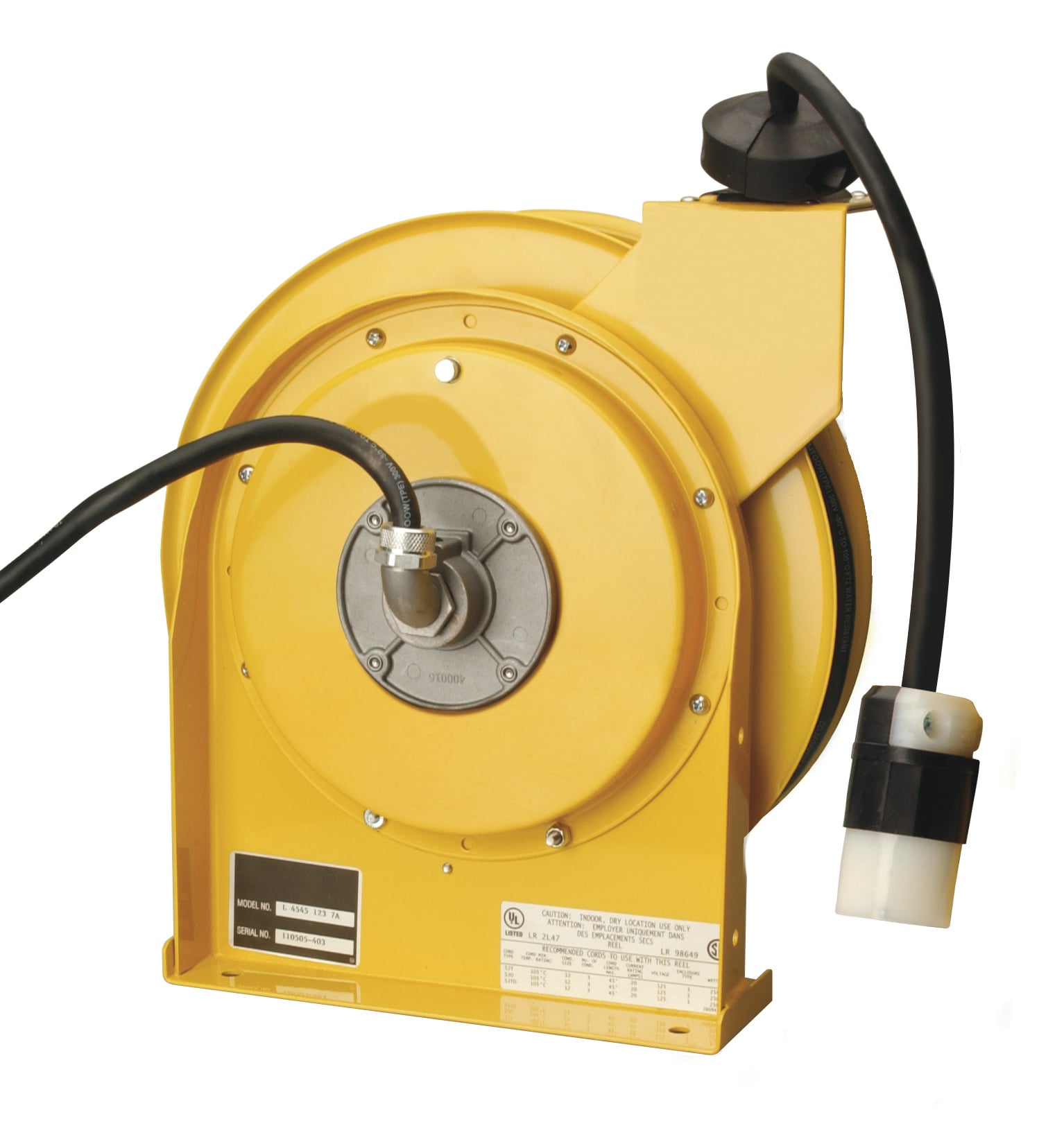 12/3 SJEOW 45' HD REEL W/ NEMA 5-20R RECEPTACLE