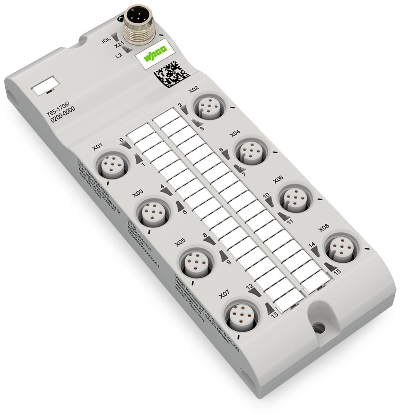 16-channel digital input/output; IO Link Class B Hub; DC 24 V / 2.0 A; 8xM12 connection; HubLine