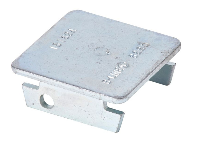 B285ZN Channel End Cap, 1-19/32 in W, For Use With 1-5/8 x 1-5/8 in B22 Series Channel, Low Carbon Steel, Zinc Plated