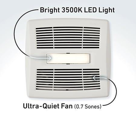 Broan InVent Series 80 CFM Ventilation Fan with LED Light, 1.5 So