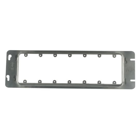Seven Gang Switch Ring, 36.3 Cubic Inches, 4-9/16 Inches Long x 15-15/16 Inches Wide x 3/4 Inches Raised, Pre-Galvanized Steel