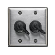 Industrial Outlet Kit, Includes 2-Port Dual Gang Stainless Steel Wallplate, ( 2 EA) Connector Housing, and (2 EA) Dust Cap, Black