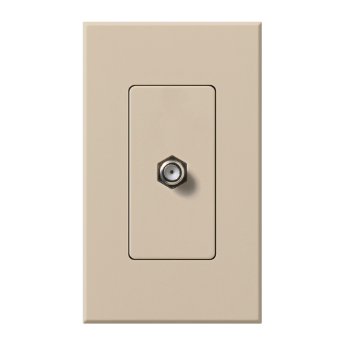 F-style, 75-ohm coaxial cable, single port in taupe