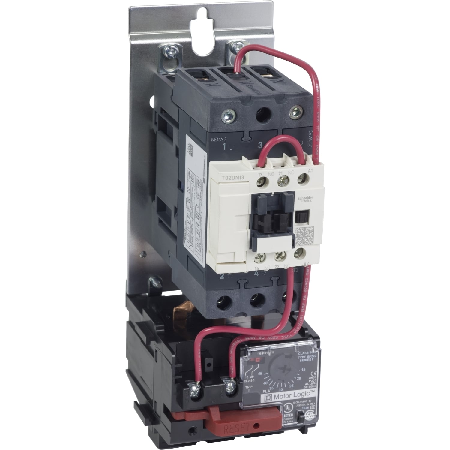 Motor Starter, TeSys NEMA, nonreversing, Size 2, 45A, 3 pole, HP rated, Motor Logic SSOLR, 120 VAC 60 Hz coil, open