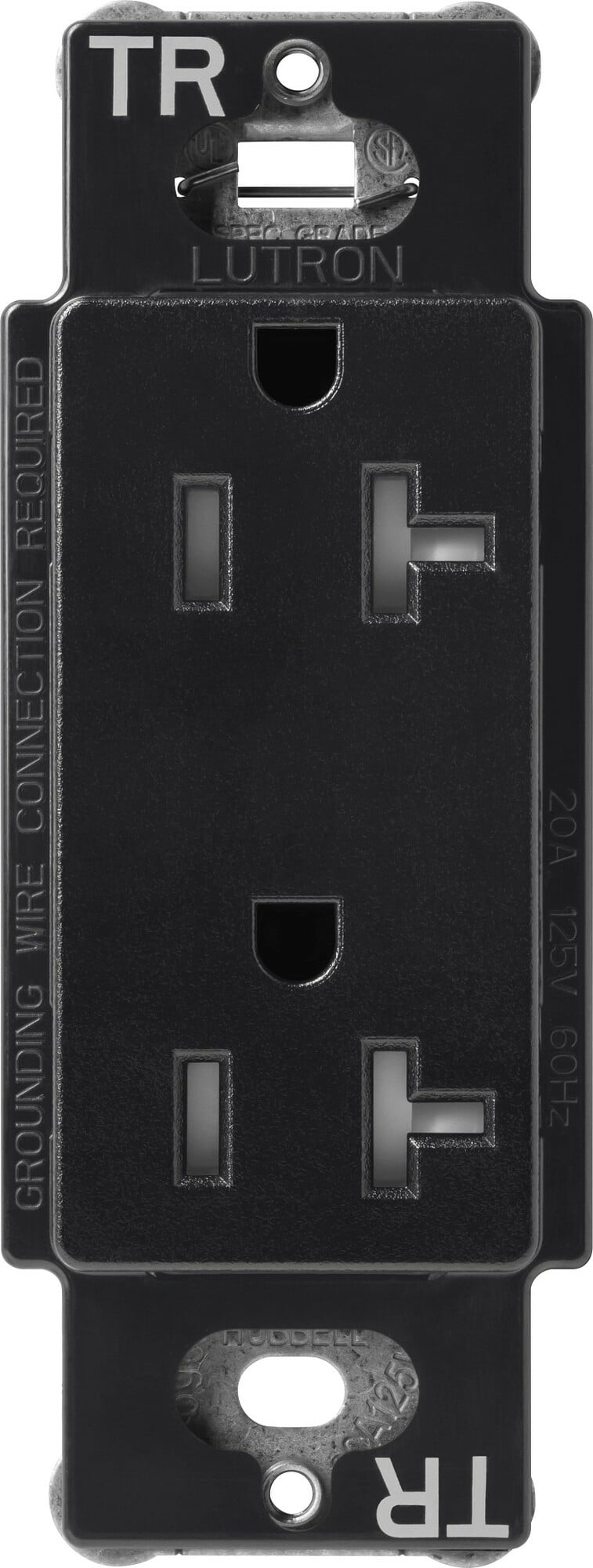 Lutron Claro Tamper-Resistant Duplex Receptacle, 20 Amp, Midnight