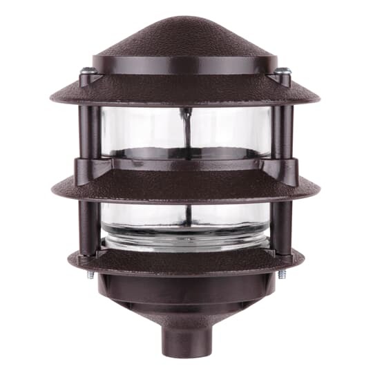 Three Tier Pagoda Garden Light, Height 7.01 Inches, Width 5.93 Inches, Bronze, Die Casat Zinc, 75 Watt Maximum