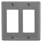 Hubbell Wiring Device Kellems, Wallplates and Box Covers, Wallplate,Nylon, 2-Gang, 2) Decorator, Gray