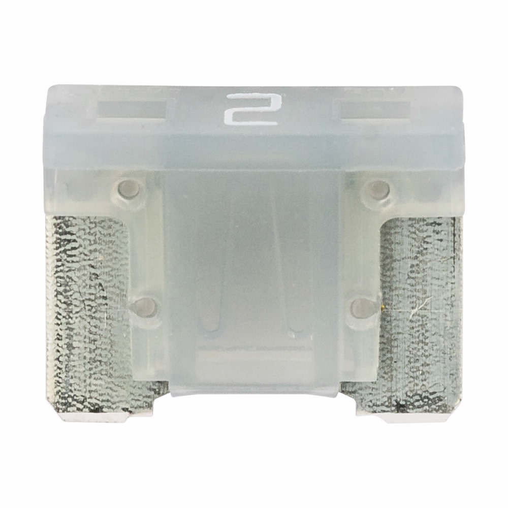 Eaton Bussmann series ATM low-profile blade fuse, Color code gray, 32 Vdc, 2A, 1 kAIC, Non Indicating, Low-profile blade fuse, Blade end, Colored plastic housing, zinc fuse element