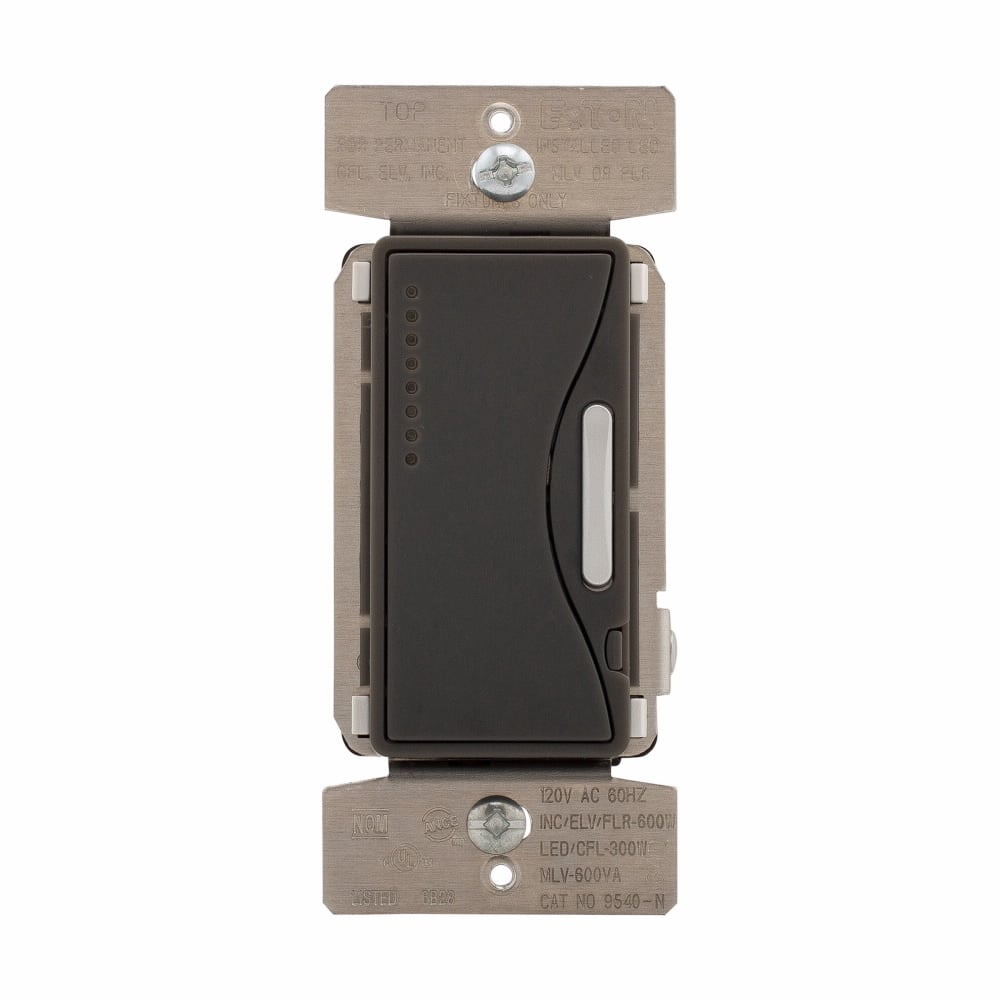 Eaton smart dimmer, Flush mounting, 120V, Wire leads, Maintained closure, Silver granite, 60 Hz, Dimmable LED/CFL, incandescent/halogen/electronic and magnetic low voltage, Single-pole, multi-location, Polycarbonate, 300W, 600W 742071