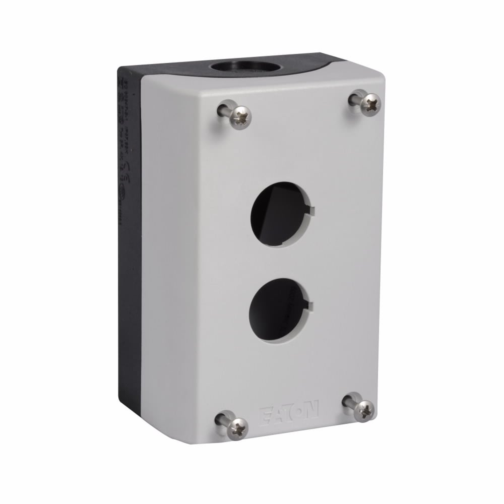 Eaton M22 Two-element Surface Mounting Enclosure for M22 Modular Pushbuttons, 22.5 mm, Non-illuminated, IP67, IP69K, NEMA 4X, 13, Base: Black, Enclosure: White
