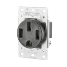 New Shallow Design Single Receptacle, 3 Pole-4 Wire, Grounding, Flush Mounted, 50A-125/250V, Industrial Grade, 10 Year, Black, NEMA 14-50R. Black