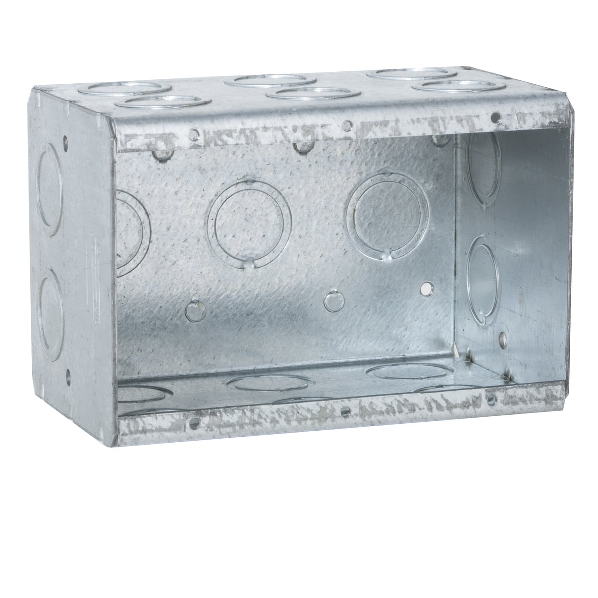 Masonry Bx., 3-1/2 In. Dp. Nongangable w/Conduit KO's, 3-Gang,5-19/32In. Wide