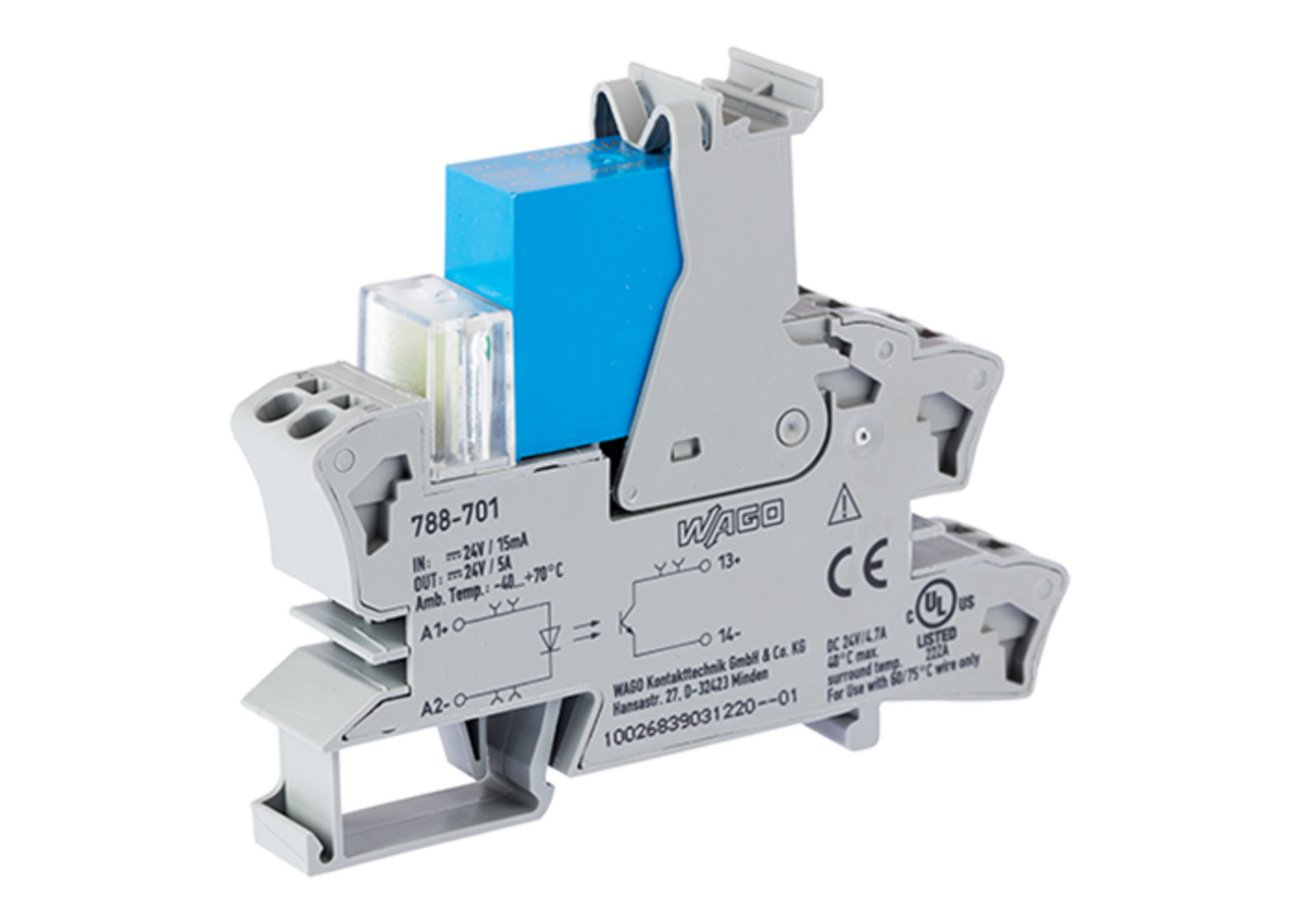 Solid-state relay module; Nominal input voltage: 24 VDC; Output voltage range: 3  30 VDC; Limiting continuous current: 5 A; 2-wire connection; Red status indicator; Module width: 15 mm; gray