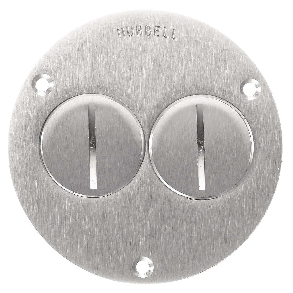 Flush Concrete Floor Box Series, 1-Gang Cover, Round, Duplex Threaded Plugs, Aluminum