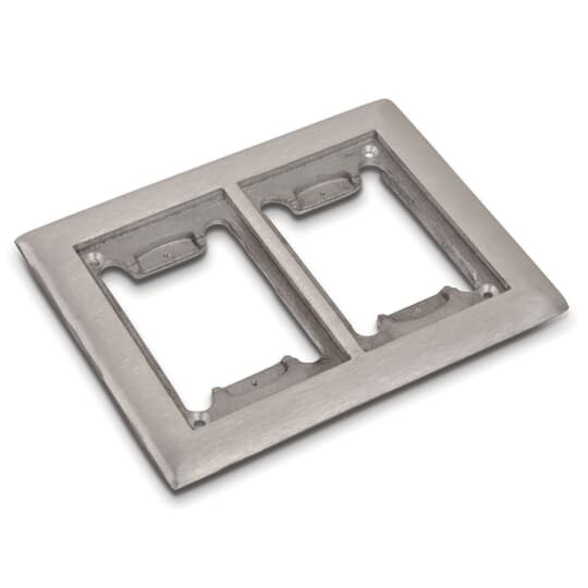 Two Gang Carpet Plate for Floor Boxes for Power and Communications, Length 7-5/8 Inches, Width 6-1/8 Inches, Aluminum