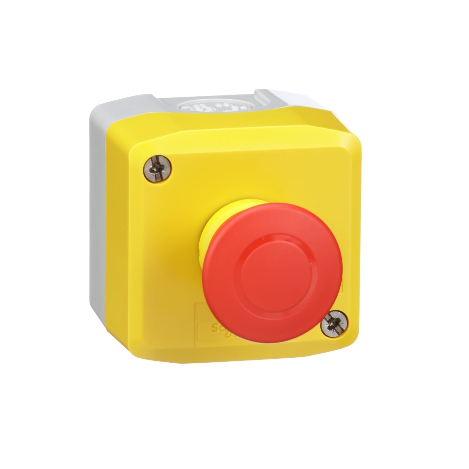 Harmony, yellow control station, red mushroom head push button, 40 mm push pull, 1 NC