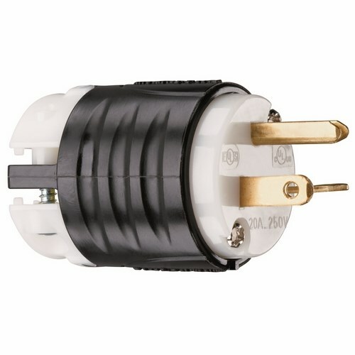 20amp 250v, Straight Blade Plug, 2pole 3wire, Black & White