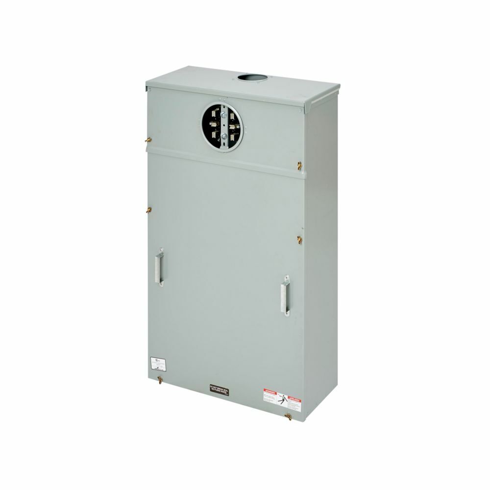 Eaton B-Line series CT meter socket and enclosure combo, 20 A, Ring type door /cover, Overhead and Underground, ANSI 61 gray painted, #14-#10 load and line lug size, Galvanized steel, Surface mount, 13 jaws, 1 position, CT, NEMA Type 3R