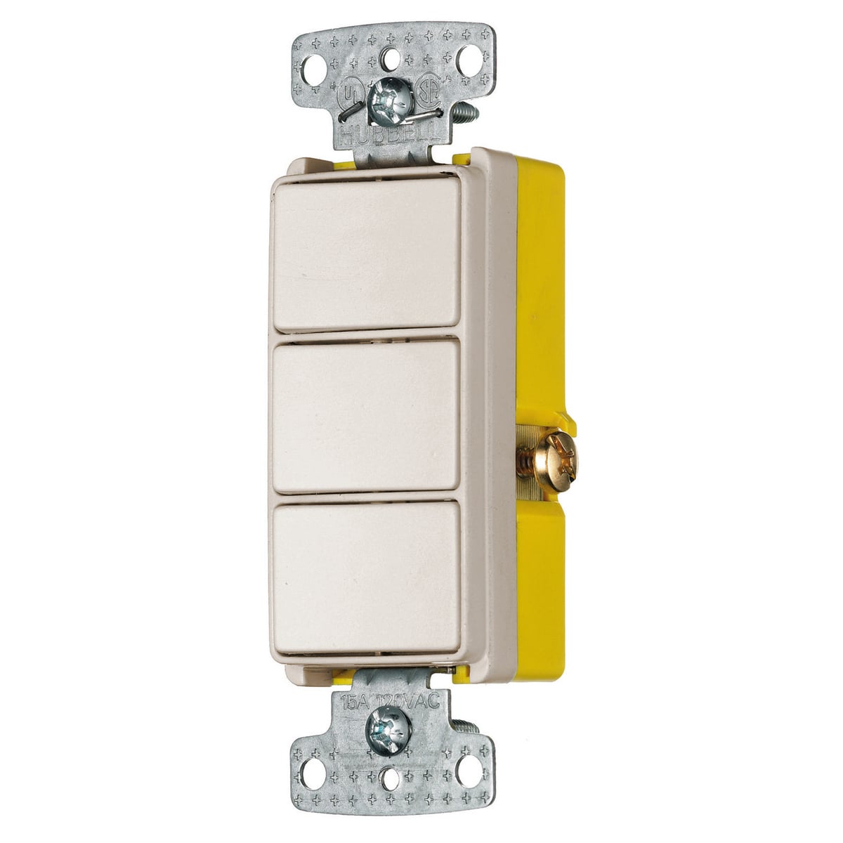 RCD111LA Decorator 3-Way 2-Position Standard Combination Switch, 120/277 VAC, 15 A, 4155 W Power Rating, 2-Position Contact